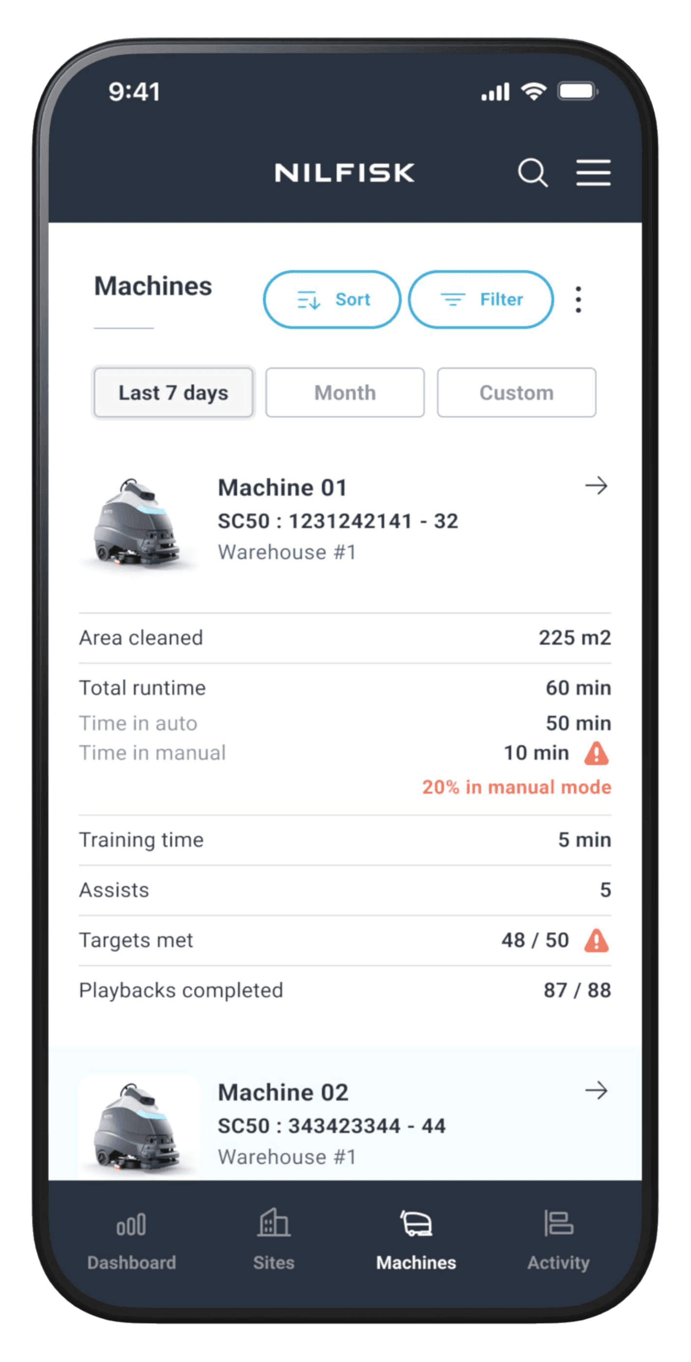 Nilfisk My Fleet screen 4